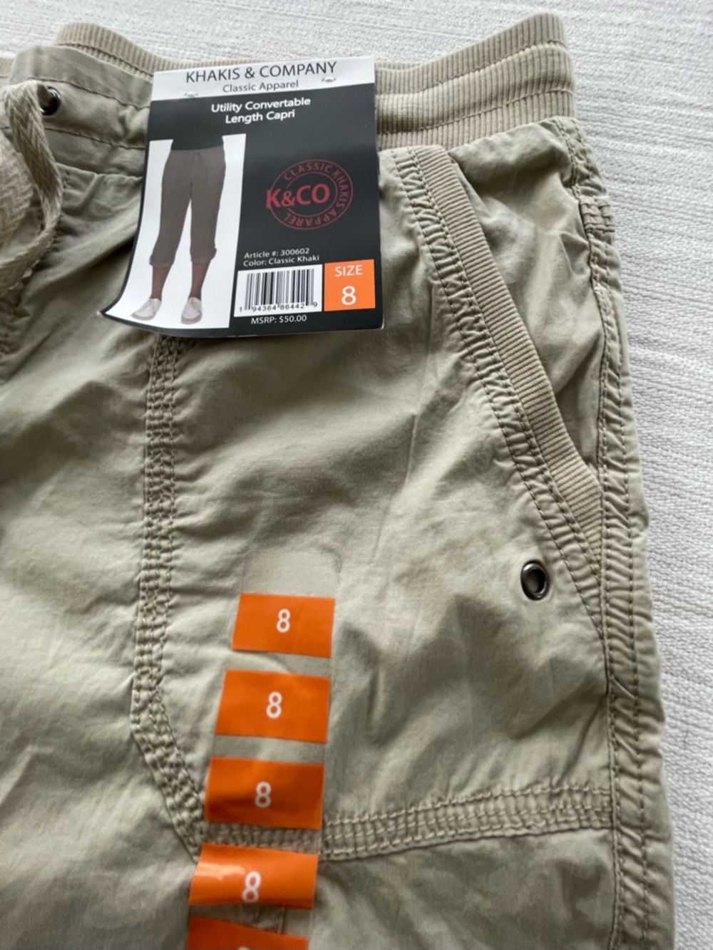 KHAKIS & COMPANY Classic Apparel Utility Convertable Length Capri Women Size 8 - Picture 5 of 16